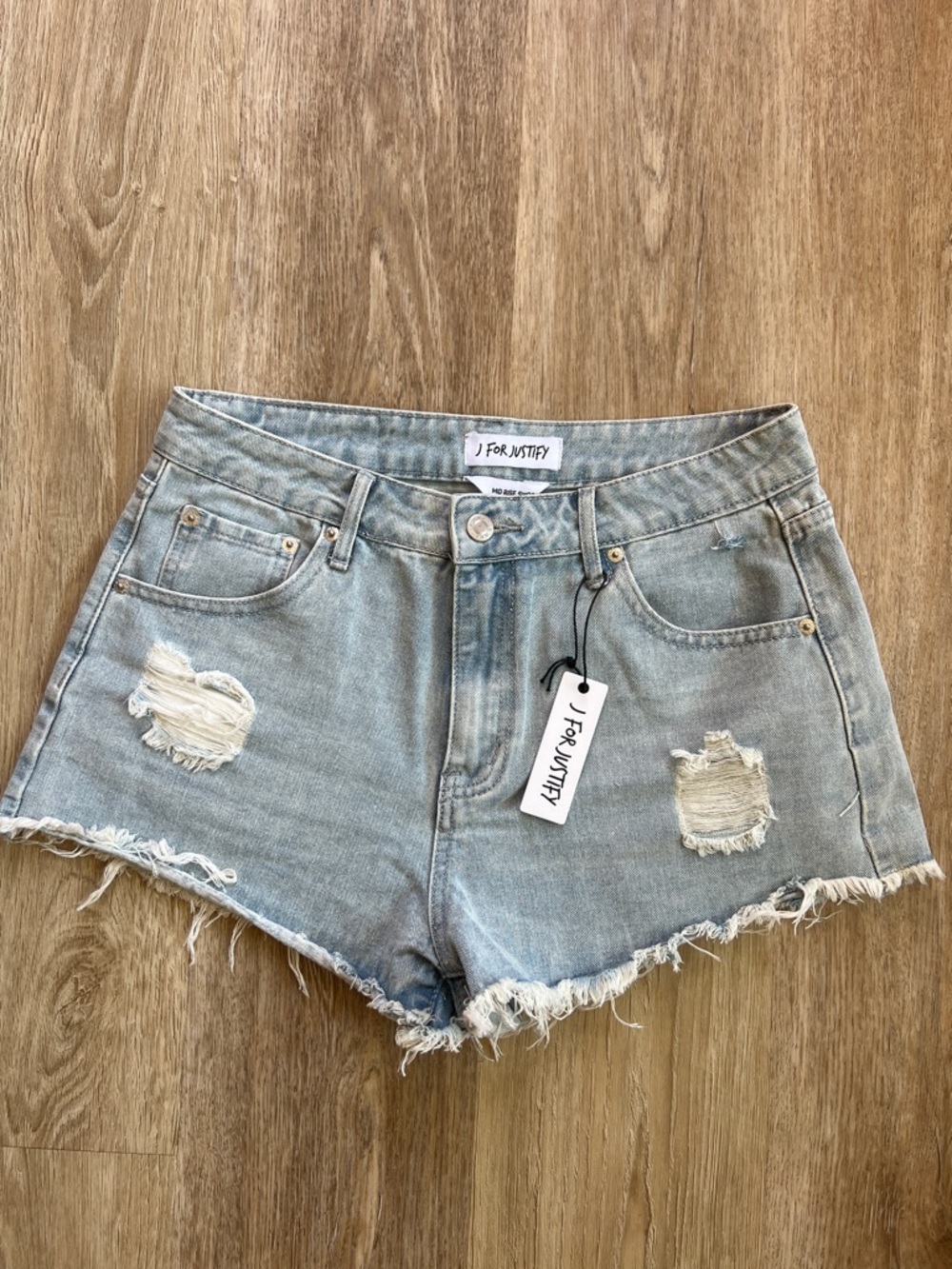 J for Justify Light Blue Distressed Denim Cutoff Shorts